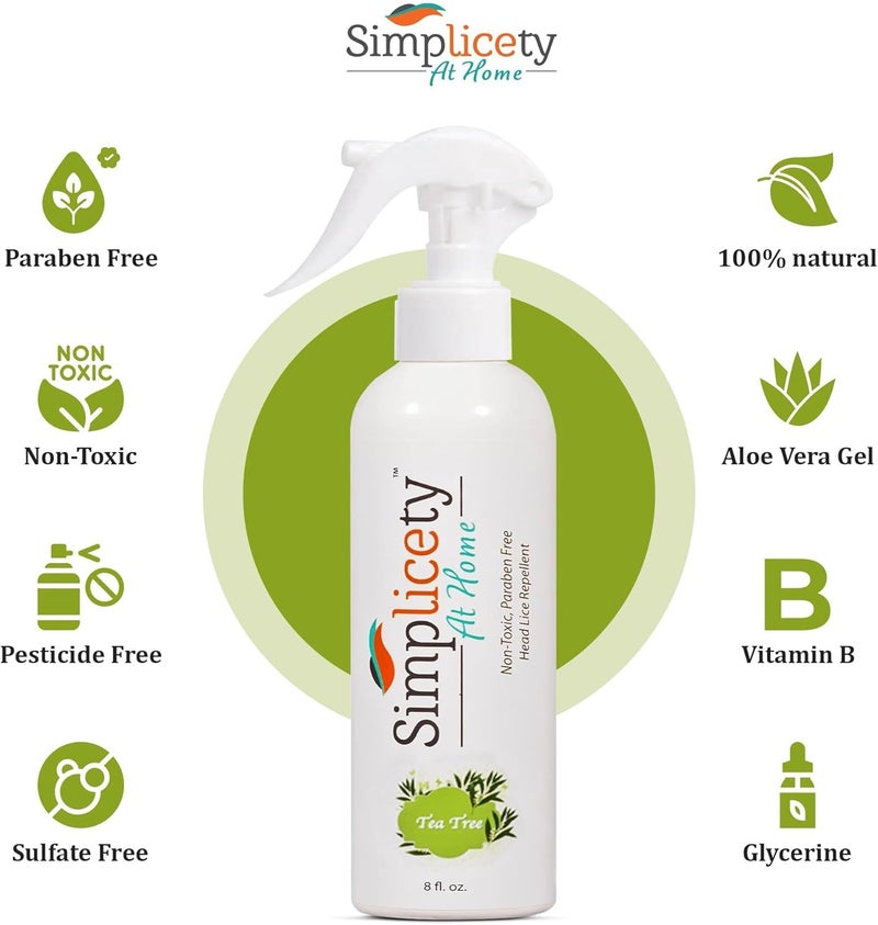 SIMPLICETY ® Lice Prevention Spray for Kids Hair (8 Fl Oz), All Natural Ingredients Lice Spray Treatment, Highly Effective Against Head Lice, Terminates Eggs, and Nits from All Hairs (Tea Tree) - Image 3